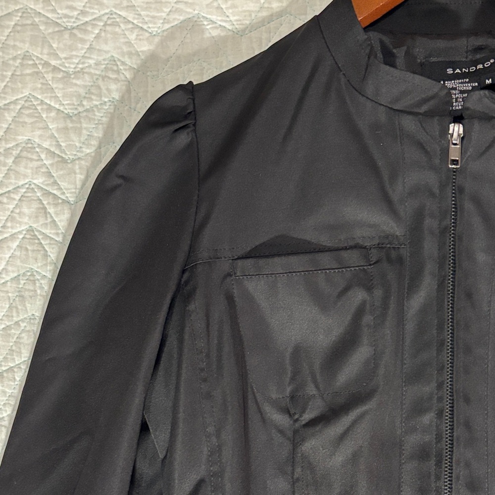 Sandro Black Zip-Up Structured Utility Jacket - image 4